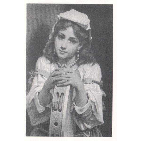 Pensive Elizabethan girl w/ tambourine Musical Postcards Lark in the Morning