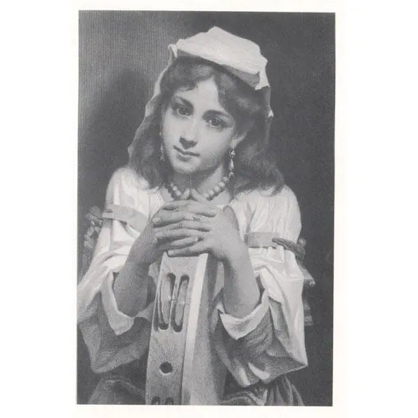 Pensive Elizabethan girl w/ tambourine Musical Postcards Lark in the Morning