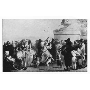 Tambourine player w/ dancing dogs Musical Postcards Lark in the Morning