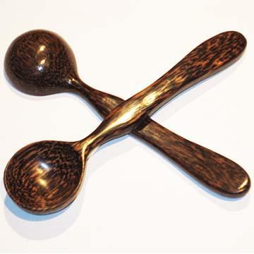 Beautiful Musical Spoons Tiger Wood Pair 8 Inch Spoons Lark in the Morning