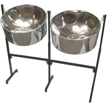 Double Second Pan, Chromed Finish, with double painted adjustable stand and sticks Steel Drums Lark in the Morning