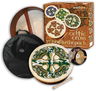 Celtic Cross Bodhran 15 inch. Bodhran Gift Pack Bodhrans Waltons   