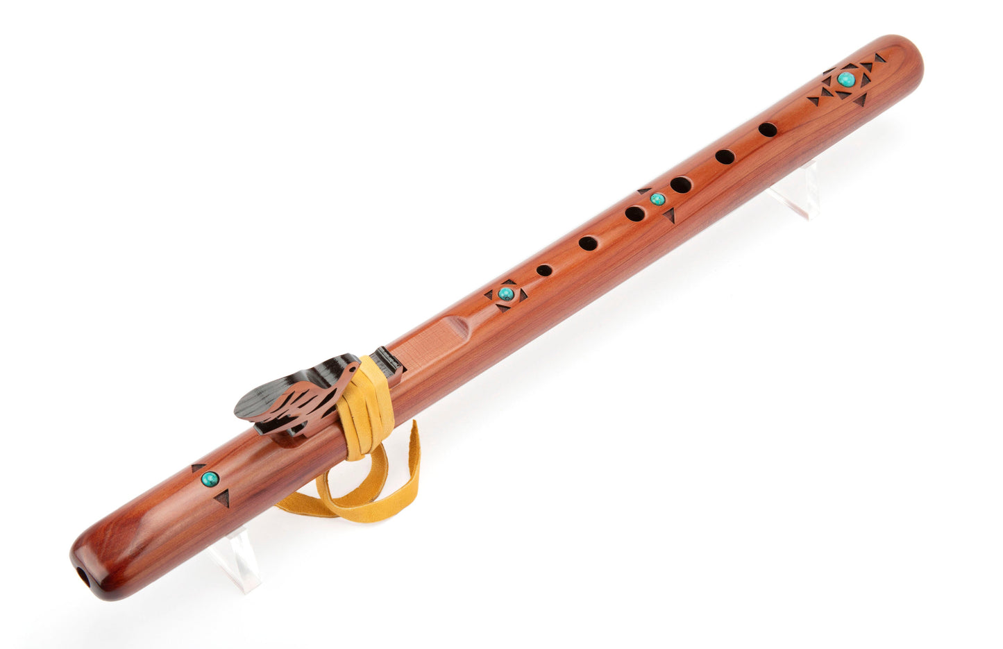 High Spirits Native American Style Flute Sparrowhawk "A", Aromatic Cedar With Turquoise Inlay Native American Flutes High Spirits Flutes   