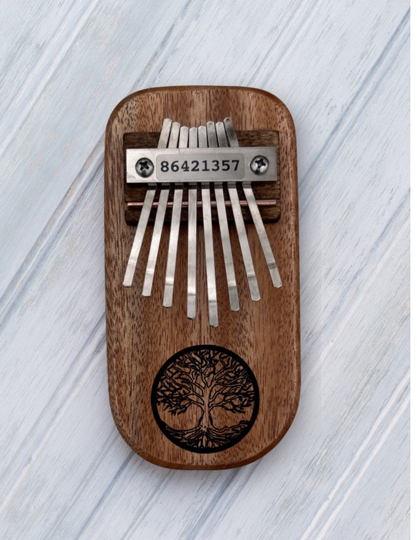 Tree of Life Engraved Thumb Piano, Mahogany