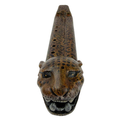 Native American Jaguar Double Flute in G # Minor (440 Hz) by Nash Tavewa, Ceramic 