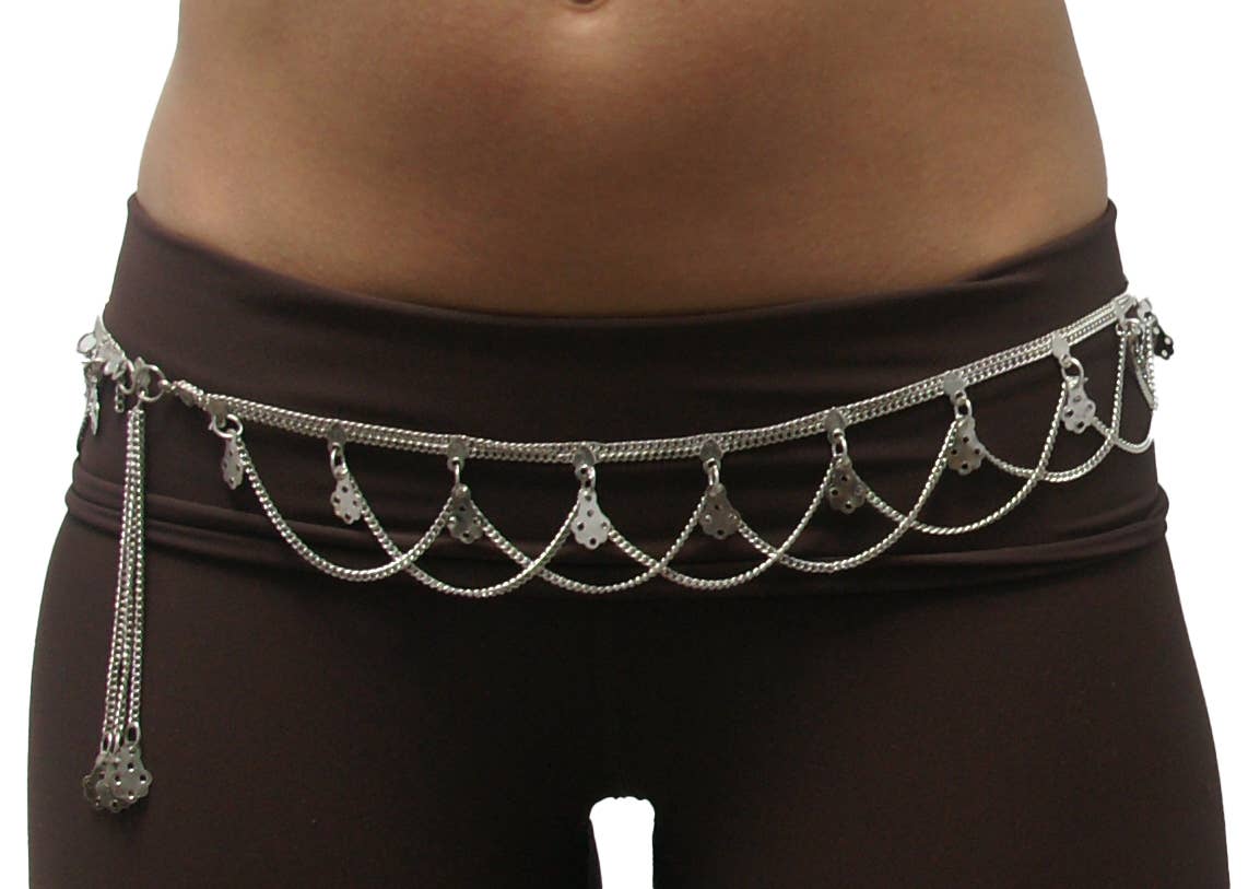 Draping Chain with Bells / Belly Dance Belt: Coins & Bells