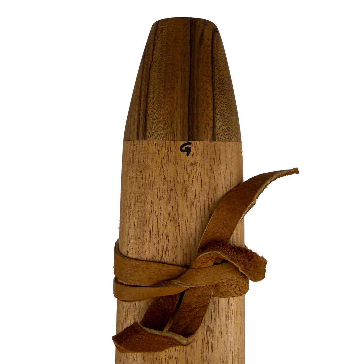 Native American Drone Flute in G minor by Nash Tavewa, Mahogany with Zebrawood Mouthpiece 