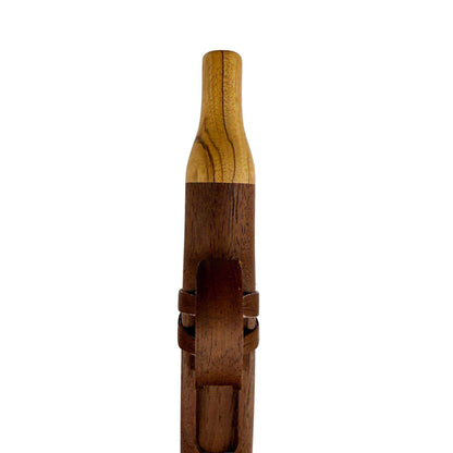 Native American Flute in F Minor by Nash Tavewa, Peruvian Black Walnut with Zebrawood Mouthpiece 