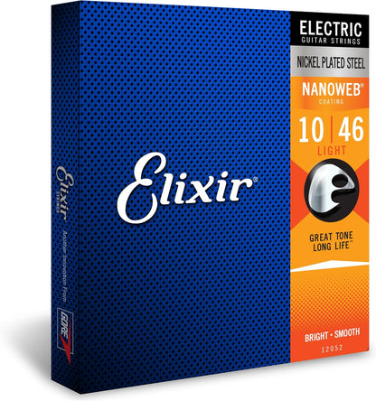 Elixir Nanoweb Electric Guitar Strings, Light, 10-46