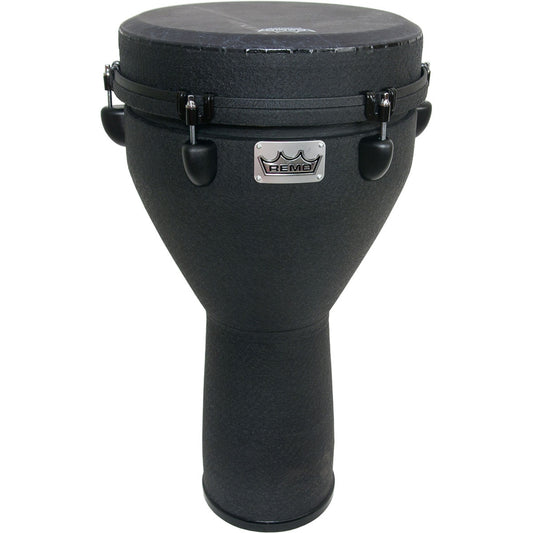 Remo Djembe, Mondo, Key-Tuned, 14" X 25", Skyndeep Fiberskyn, Black, Contour Tuning Brackets, Black Earth Finish 