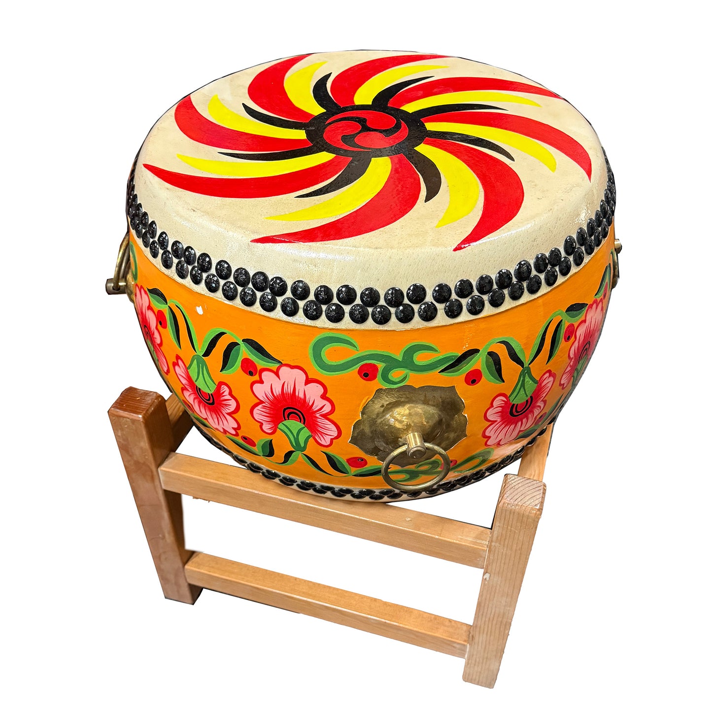 Chinese Tanggu Drum, Beautiful Painted Design with stand