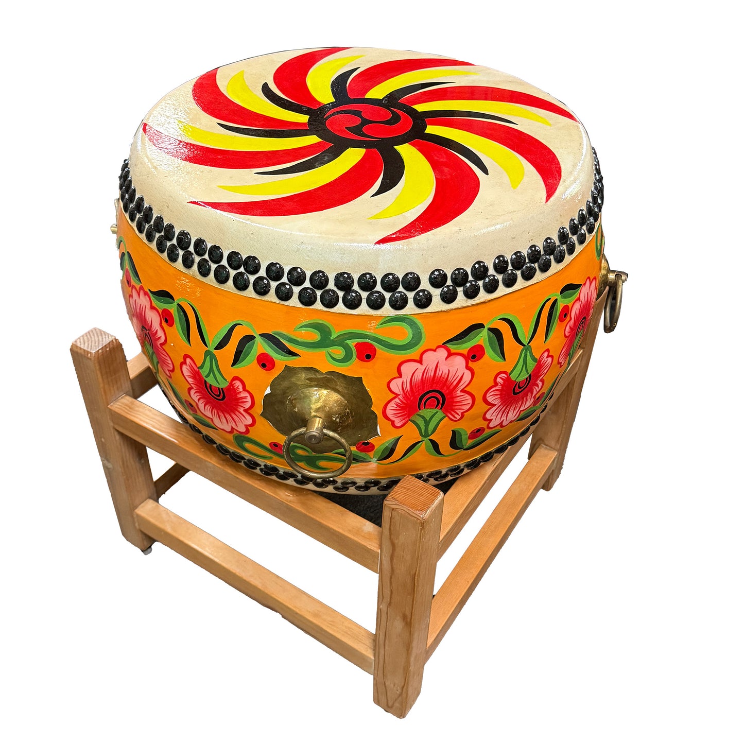 Chinese Tanggu Drum, Beautiful Painted Design with stand