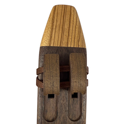 Native American Drone Flute in E minor by Nash Tavewa, Peruvian Black Walnut with Zebrawood Mouthpiece