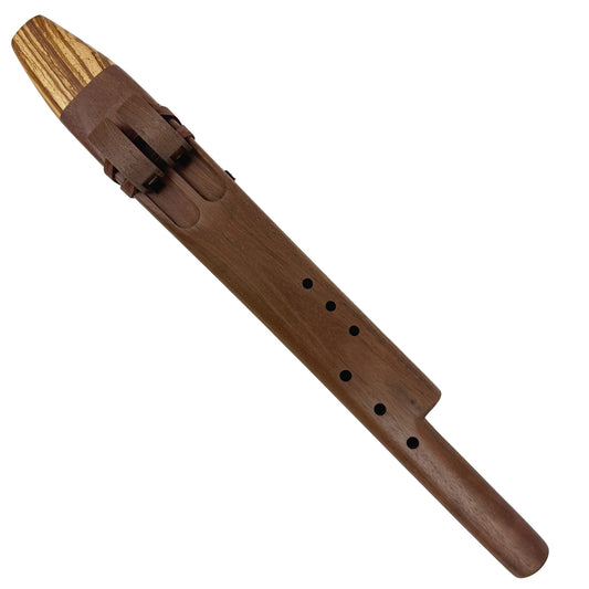Native American Harmony Double Flute in D minor and G minor by Nash Tavewa, Peruvian Black Walnut with Zebrawood Mouthpiece