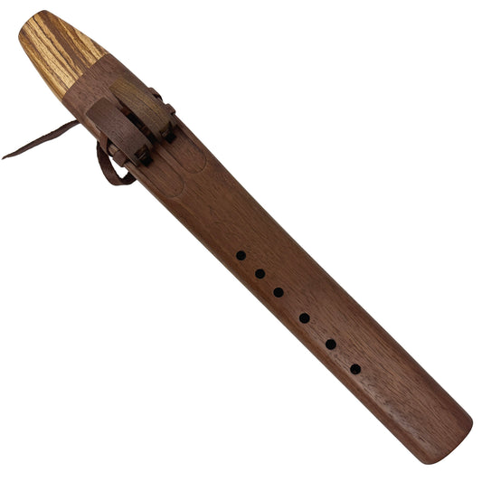 Native American Drone Flute in A minor by Nash Tavewa, Peruvian Black Walnut with Zebrawood Mouthpiece