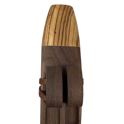Native American Harmony Double Flute in F minor and C minor by Nash Tavewa, Peruvian Black Walnut with Zebrawood Mouthpiece