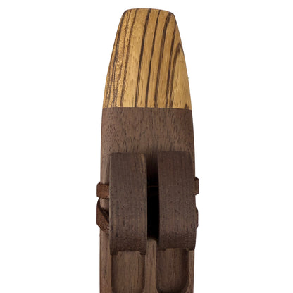 Native American Harmony Double Flute in F minor and C minor by Nash Tavewa, Peruvian Black Walnut with Zebrawood Mouthpiece
