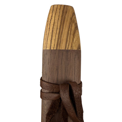 Native American Harmony Double Flute in F minor and C minor by Nash Tavewa, Peruvian Black Walnut with Zebrawood Mouthpiece