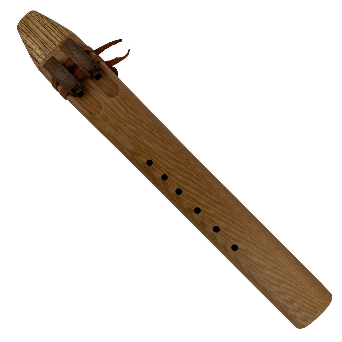 Native American Drone Flute in E minor by Nash Tavewa, Red Cedar with Zebrawood Mouthpiece 