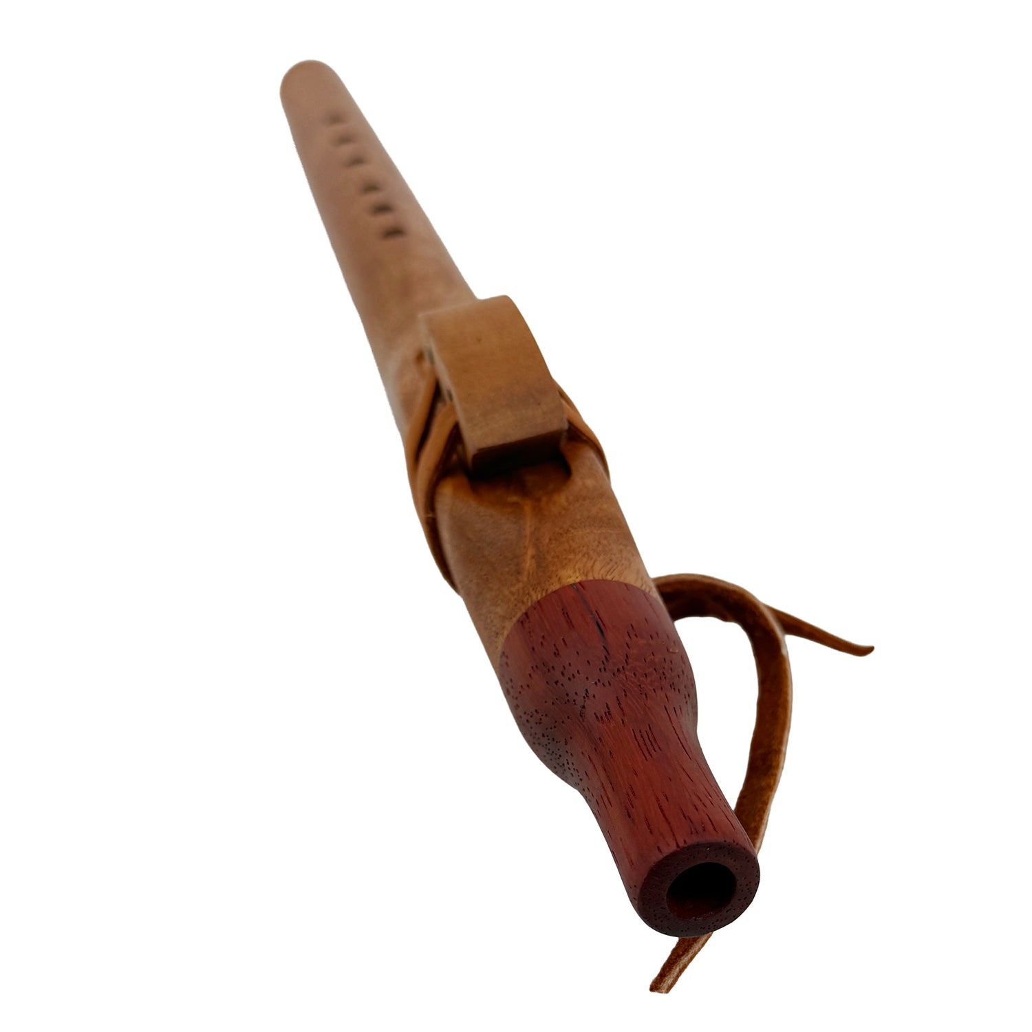 Native American Flute in F Minor by Nash Tavewa, Honduran Mahogany with Padauk Mouthpiece 