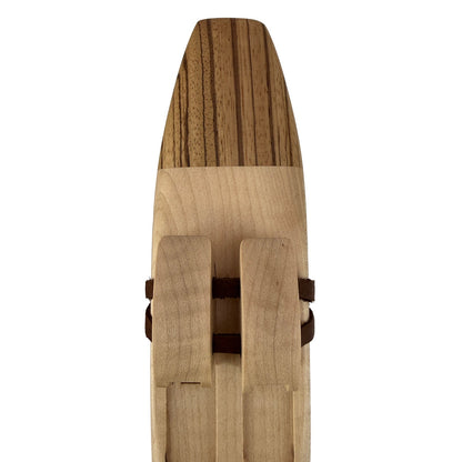 Native American Drone Flute in F minor by Nash Tavewa, Curly Maple with Zebrawood Mouthpiece 