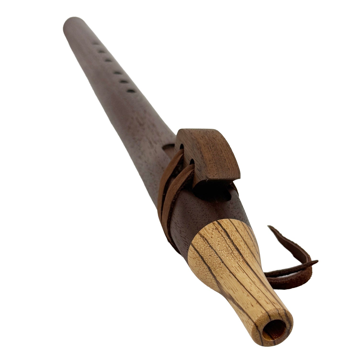 Native American Flute in D minor by Nash Tavewa, Peruvian Black Walnut with Zebrawood Mouthpiece 