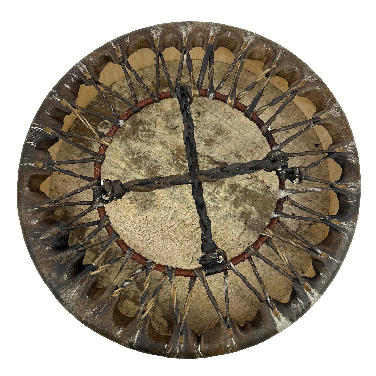 Bison Hide Hand Drum, Single-Sided, 15-inch, with Beater, by Nash Tavewa 