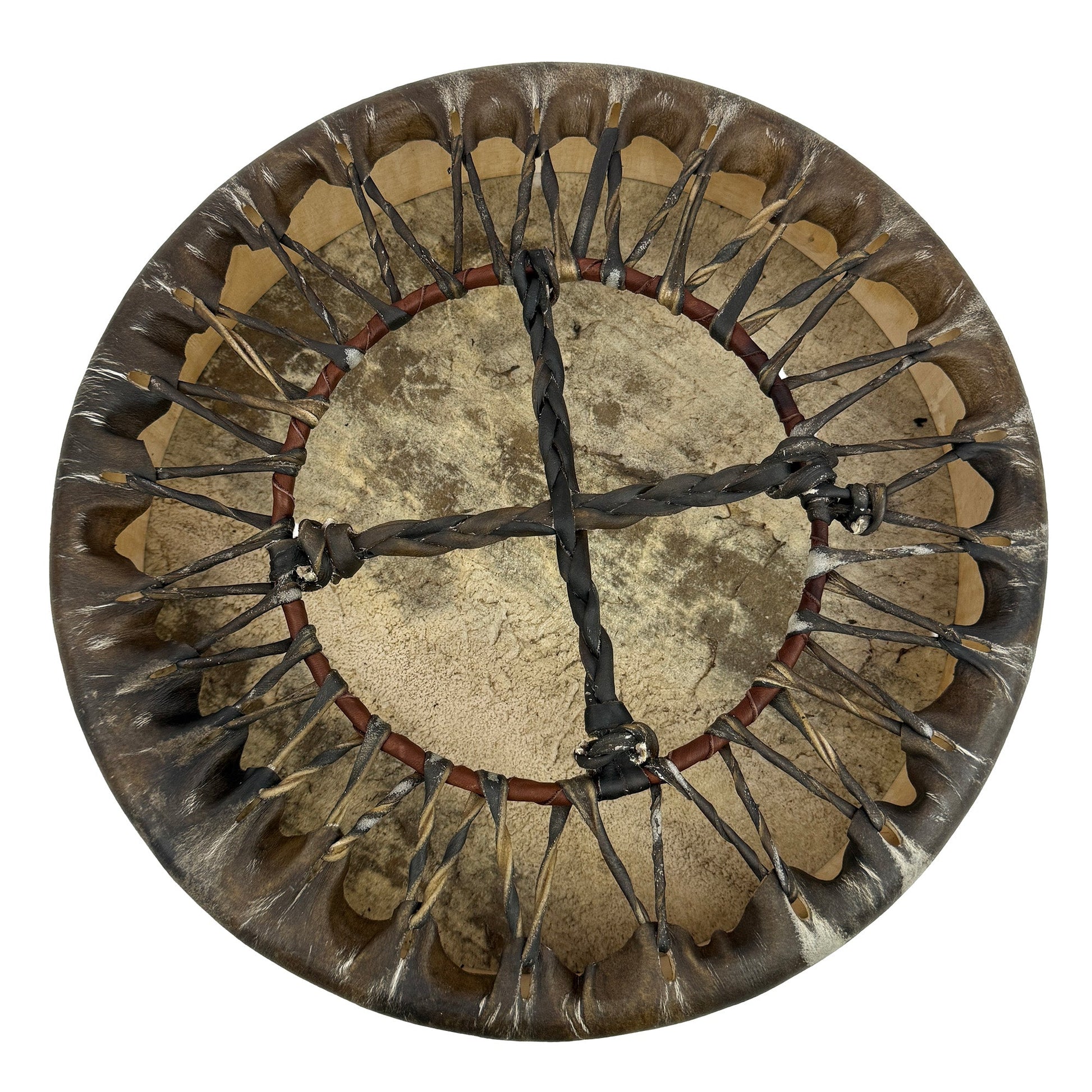 Bison Hide Hand Drum, Single-Sided, 15-inch, with Beater, by Nash Tavewa 