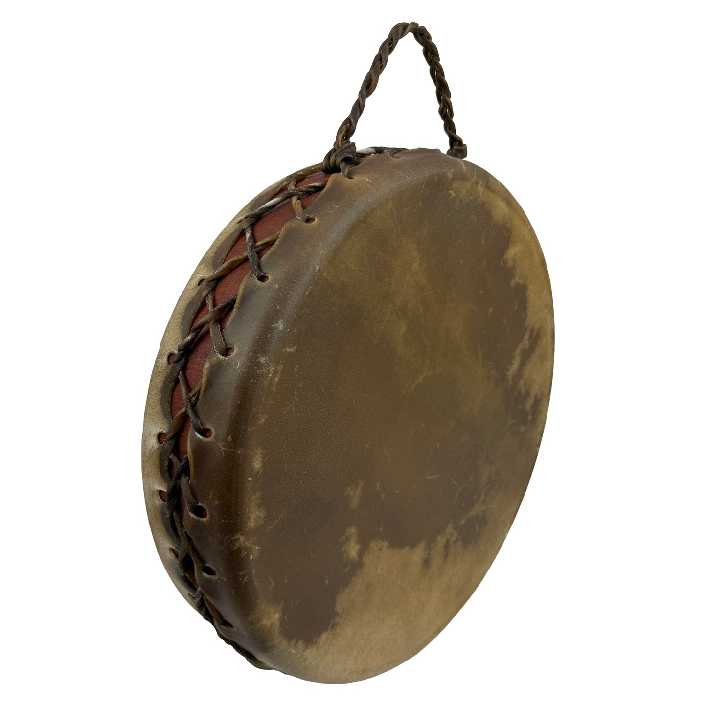 Bison Hide Hand Drum, Double-Sided, 16-inch, with Beater, by Nash Tavewa
