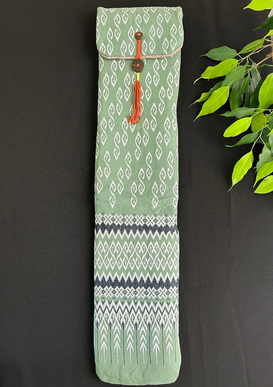 Little Fish Cotton Flute Bag - Jade Seahorses - Suitable for Large Flute Flute Bags Little Fish Artwork   