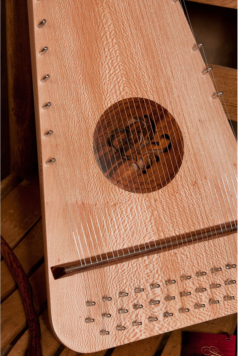 ss1880　プサルタリー　37弦　弓付き　ソフトケース付き　Psaltery　プサルテリー　弦楽器　楽器　伝統楽器　木製　ハープ　三角形　神秘的　古楽器　簡単 ボウドプサルテリー Bowed Psaltery
