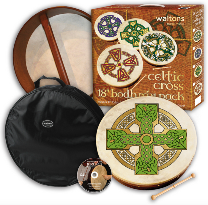 Cloghan Cross Bodhran 18 inch. Bodhran Gift Pack