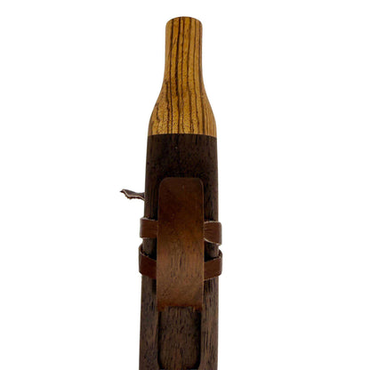 Native American Flute in Low E Minor by Nash Tavewa, Peruvian Black Walnut with Zebrawood Mouthpiece 