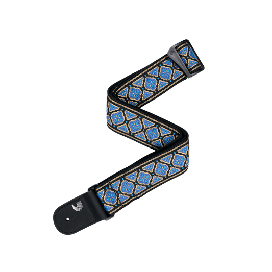 Eco Woven Guitar Strap, Blue & Gold
