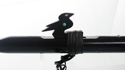 High Spirits Ebonized Walnut Crow Flute, Key of G, With Turquoise Inlay Native American Flutes High Spirits Flutes   