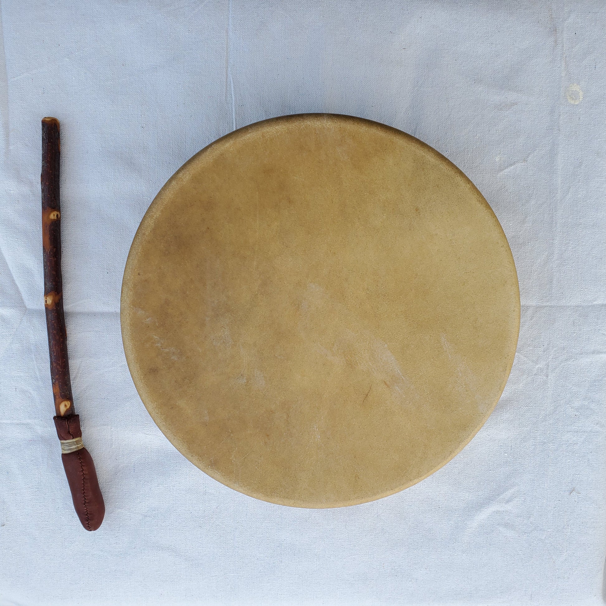 Elk Rawhide Hand Drum, 14-inch, with Beater, by Nash Tavewa Native American Drums Nash Tavewa   