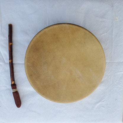 Elk Rawhide Hand Drum, 14-inch, with Beater, by Nash Tavewa Native American Drums Nash Tavewa   