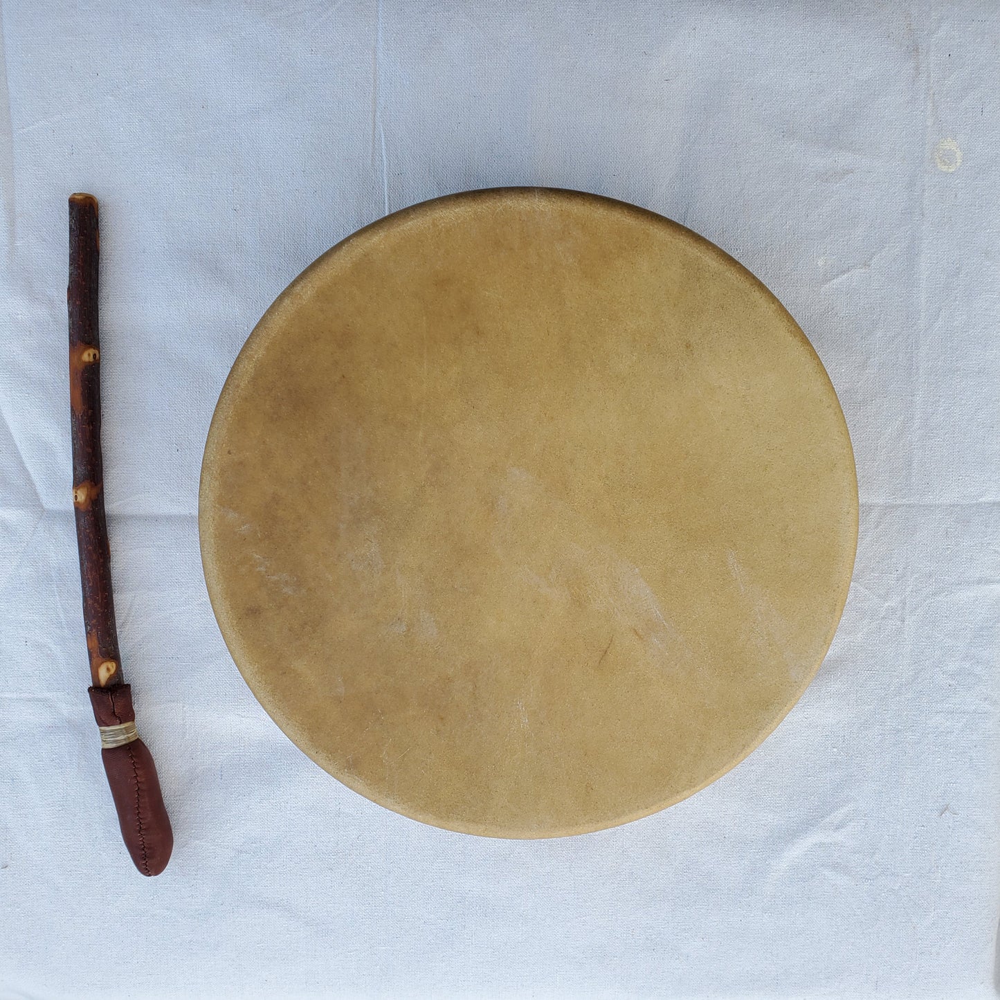 Elk Rawhide Hand Drum 18-inch, with Beater, by Nash Tavewa Native American Drums Nash Tavewa   