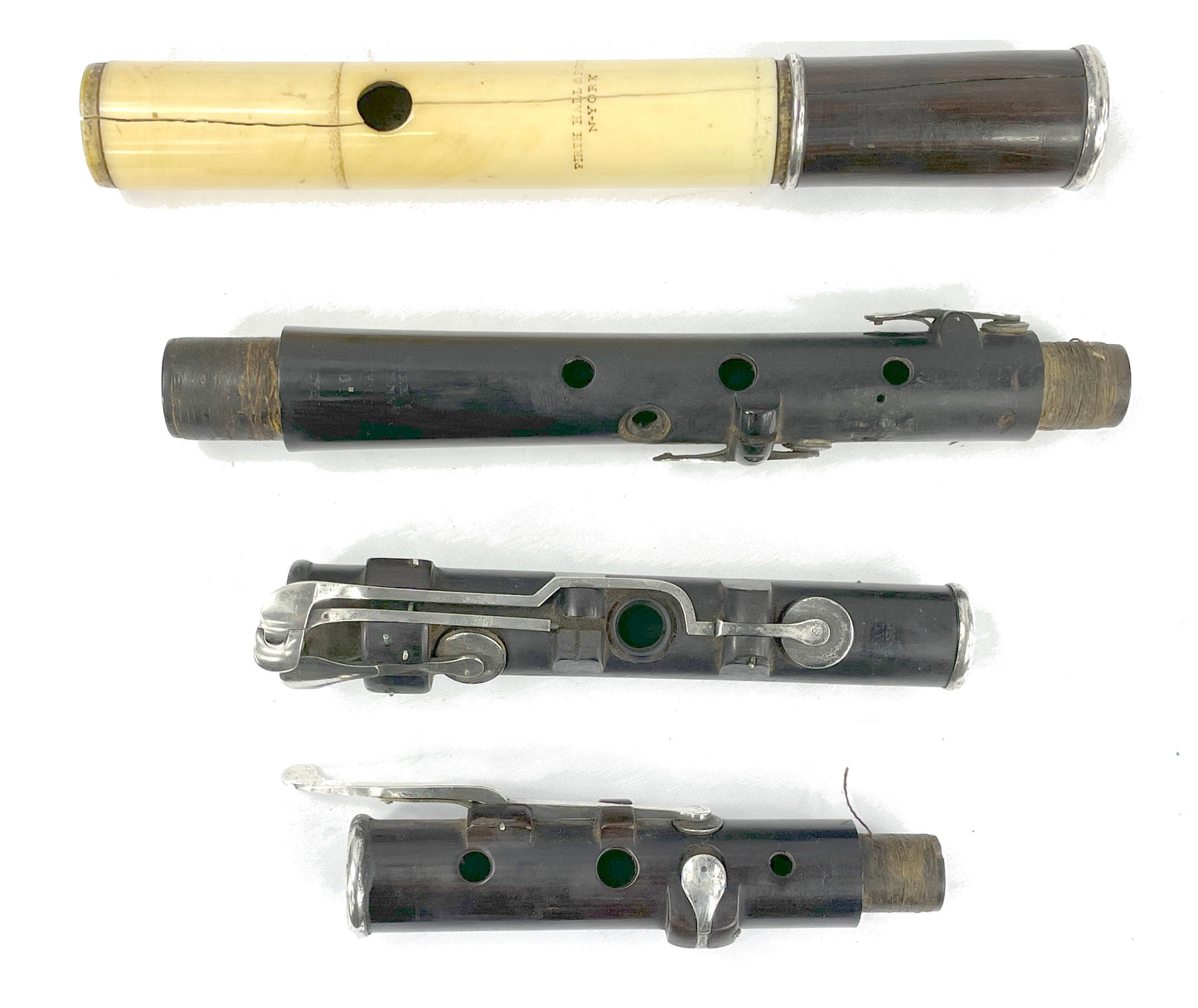 English Simple System Flute, Firth Hall & Pond, New York, Ivory head Flutes Lark in the Morning   