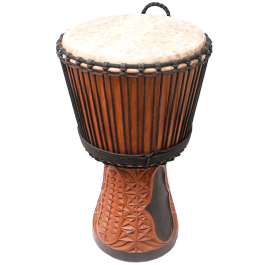 Djembe Drum, Professional, 13.25 inch head x 25 inches tall, Carved bottom Djembes & Ashikos Lark in the Morning   