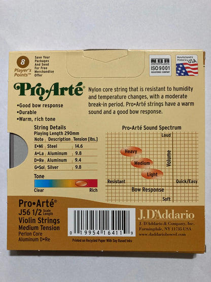 D'Addario J5602 Pro-Arte Violin A String - 1/2 Size, Medium