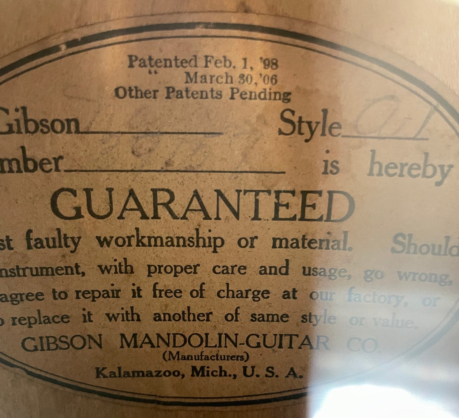 Gibson A1 Mandolin, c. 1918 Mandolins Gibson   