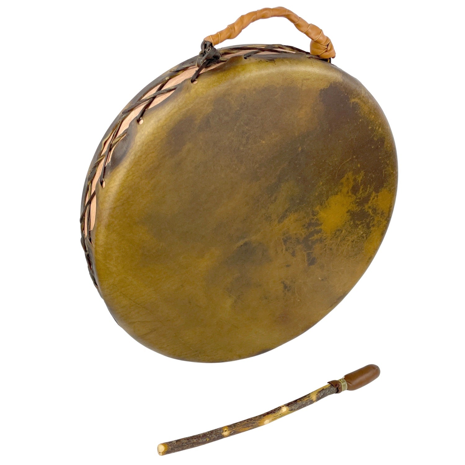 Elk Rawhide Hand Drum, Double-Sided, 18-inch, with Beater, by Nash Tavewa Native American Drums Nash Tavewa   