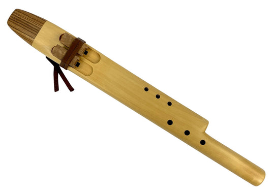 Native American Harmony Double Flute in G minor and D minor by Nash Tavewa, Yellow Cedar with Zebrawood Mouthpiece Native American Flutes Nash Tavewa   