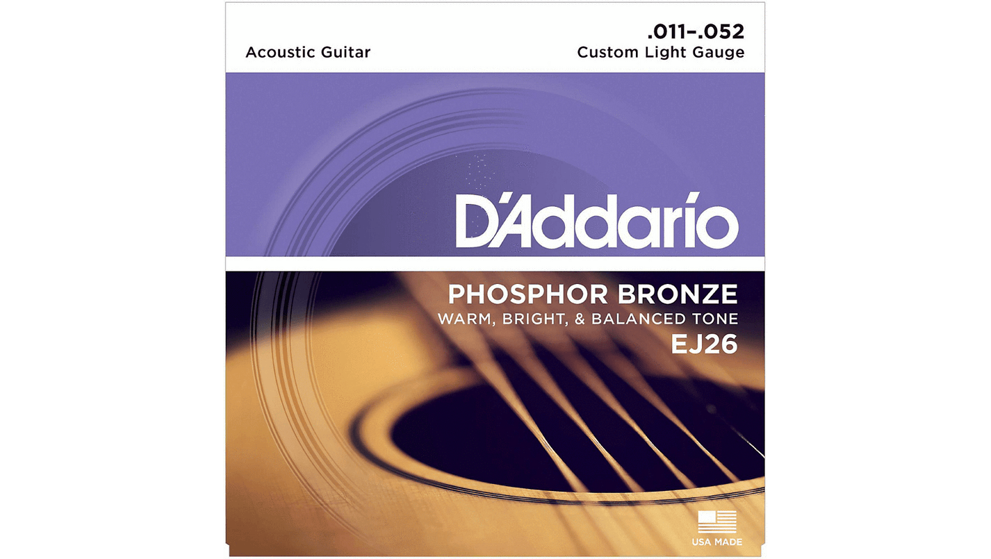D'Addario Acoustic Guitar Custom Light Phosphor Bronze Strings EJ26