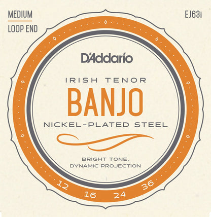 D'Addario EJ63i Irish Tenor Banjo Strings, Nickel, 12-36 Accessories_Strings D'Addario   