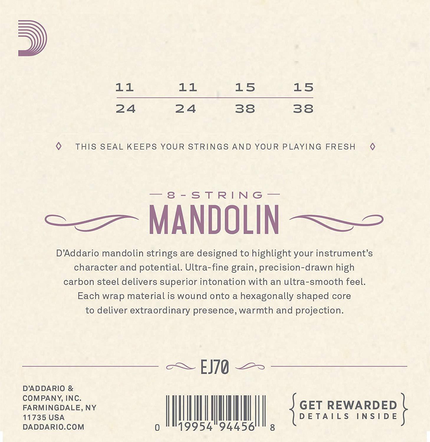 D'Addario Mandolin Ball End, Medium/Light Phosphor Bronze Strings EJ70 Accessories_Strings D'Addario   