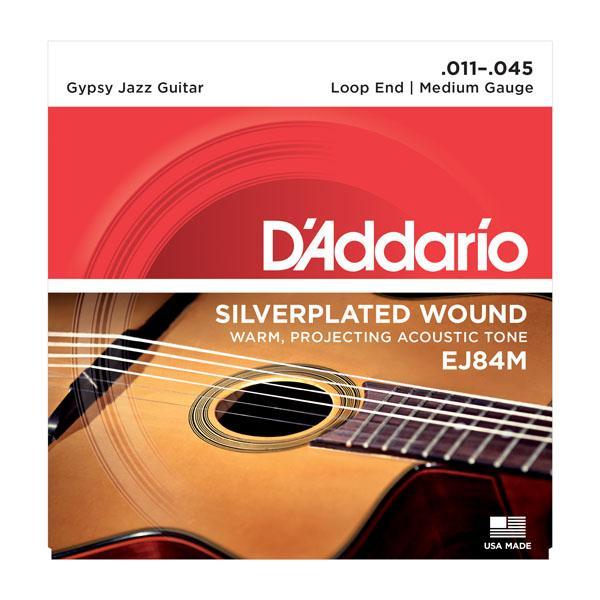 D'Addario Gypsy Jazz Guitar Medium Silver Loop End Strings EJ84M Accessories_Strings D'Addario   