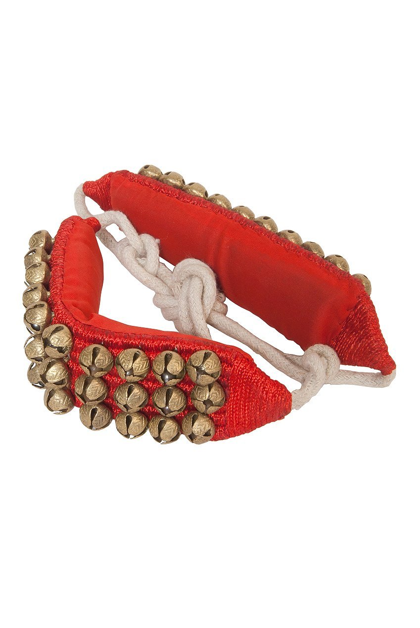 Mid-East Pad of 3-Row Round Ankle Bells - Pair - Red Bells Mid-East   