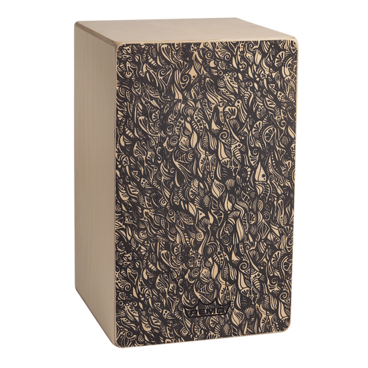 Remo Cajon, Artbeat Artist Collection, Fixed Face Plate, Natural Finish, Aux Moon, Artwork By Aric Improta Cajons Remo   